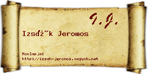 Izsák Jeromos névjegykártya